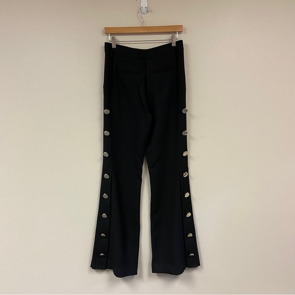 Prabal Gurung Women's Black Silk Wide Leg Flowy Pants With Gold Buttons Size 4 - Picture 1 of 12